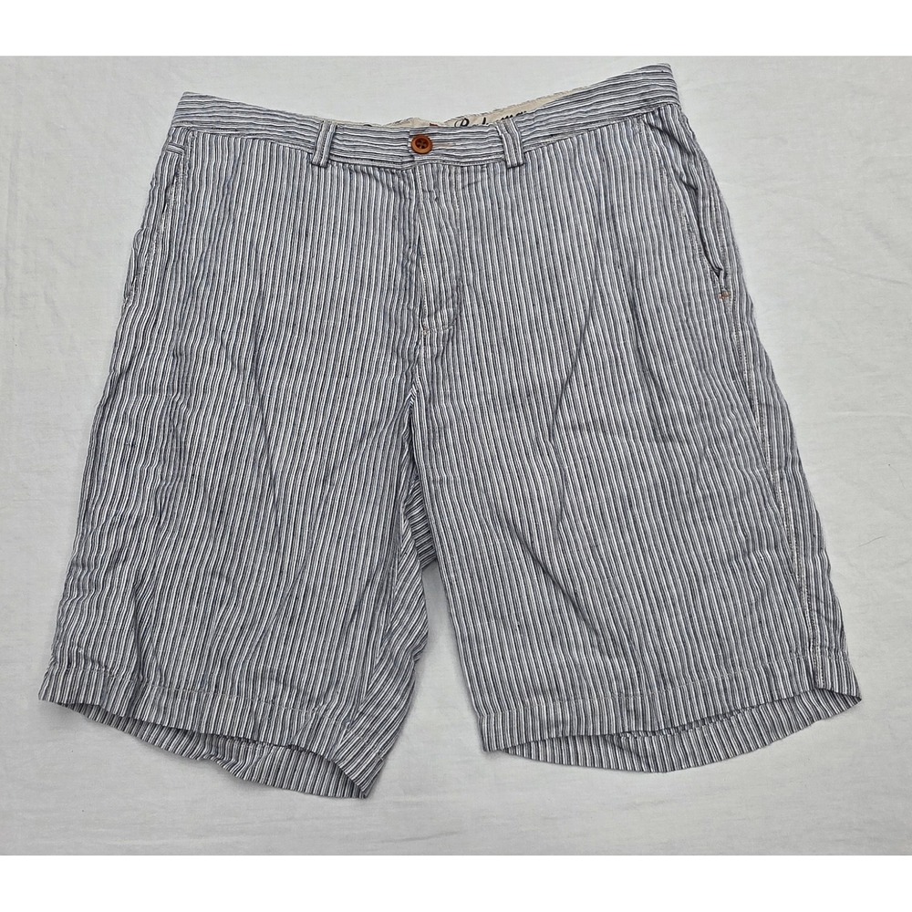 Tommy Bahama Mens Shorts Size 33 Blue White Striped 100% Linen Coastal Beach